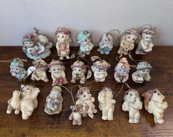 Vintage Dreamsicles Ornaments Lot of 19 Mini Cherub Angel Figurines by Kristin Haynes 1990s Cast Art Industries