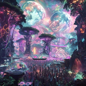 Set of 4 futuristic pictures