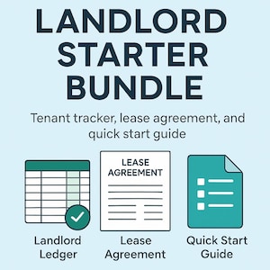 Landlord Starter Bundle - Rental Property Tracker, Lease Agreement, Excel Dashboard & Tenant Organizer