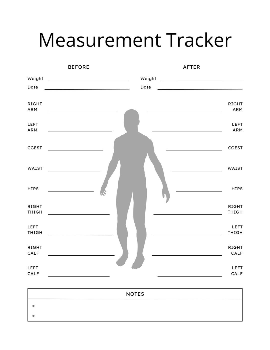 Printable Measurement/habit Tracker Bundle – 2 Page PDF for Fitness ...