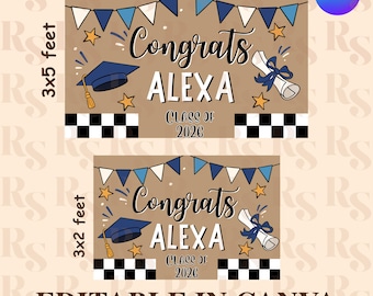 Customizable Graduation Banner, Editable Canva Template, Party Decor (Digital Download)