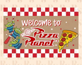 Pizza Aliens Banner, Toy Story theme, Food and Drinks, Pizza Party Restaurant Banner, Digital Download