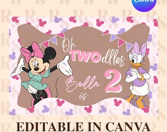 Twodles Banner Template, Mouse Editable Canva Banner, Digital Download, 36x24 Painted Banner Template, Hand Painted Banner Template