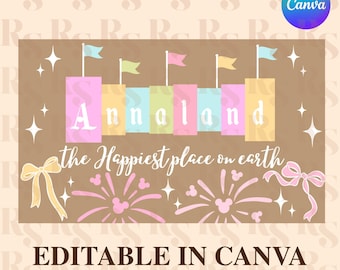 Mouse Birthday Banner Template, Editable Canva Banner, 36 x 60 Diy Painted Sign, Happiest Birthday theme, Digital Download