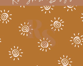Boho Summer seamless repeat pattern, Boho Beach seamless, Ocean sun, Boho Beach Vibes seamless pattern design