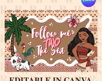 Princess Birthday Banner Template, Ocean Adventure Editable Canva Party Decor (Digital Download)