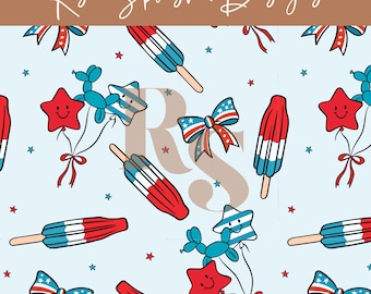 4th of July USA Popsicle seamless repeat pattern, 4th of July Icecream seamless, USA independence, Boy Girl Patriotic seamless file