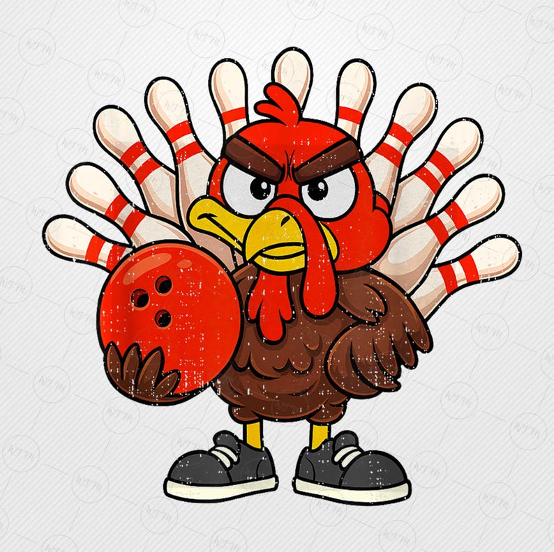 Angry Turkey Bowling PNG Funny Thanksgiving Sport Game Pin Distressed ...