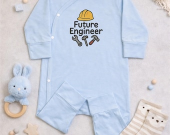Personalized Future Engineer Baby Bodysuit, Custom Embroidered Tools Newborn Gift, Construction Theme Infant Outfit, Baby Shower Gift