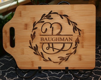 Tabla de cortar de bambú personalizada - Regalo con monograma grabado a láser