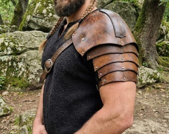 Hombreras de cuero medievales, caballero vikingo, samurái, gladiador, cosplay, disfraz gótico