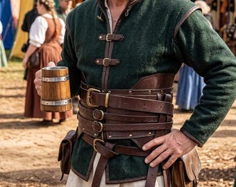Corsé medieval renacentista, cinturón ancho, armadura, caballero vikingo, guerrero, cintura, steampunk, pirata, LARP, cosplay, disfraz para mujeres y hombres