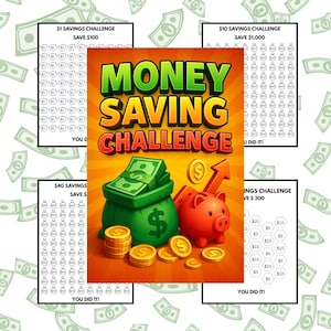 Money Saving Challenge Printable | 18 Savings Trackers PDF | Budget Planner Inserts | Cash Stuffing Envelopes | Instant Download