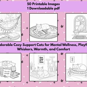 Funny Quotes Coloring Pages Volume 3 | 50 Mental Health Relaxing Cats (Instant Download) image 2