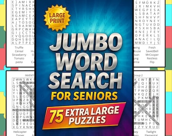 Large Print Word Search | 75 Jumbo Puzzles for Adults, Seniors (Printable PDF)
