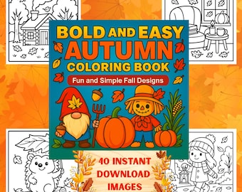 Cozy Fall Coloring Pages: Bold Lines, Pumpkins & Animals (Digital Download)