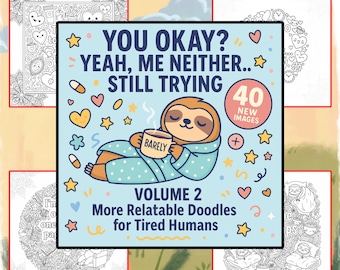 Funny Quotes coloring pages Volume 2 – 40 Burnout & Anxiety Instant Download Images