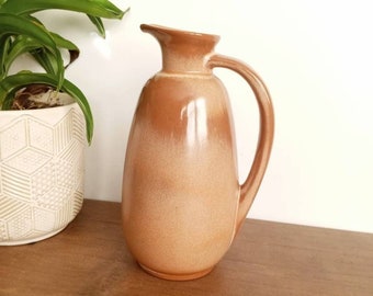 Vintage Frankoma Pitcher, Plainsman Brown, Pottery Jug with Cork Stopper, Boho Decor, Neutral Minimalist Decor, Farmhouse Deocr