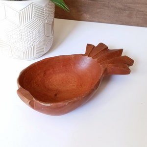 Vintage Wood Pineapple Trinket Dish, Catchall, Nut Bowl, Candy Dish, Serving Bowl, Kamani Wood, Made in Philippines, Tropical Tiki Decor image 8