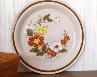 Vintage Mountain Wood Trellis Blossom Chop Plate: Floral Platter, Made in Japan