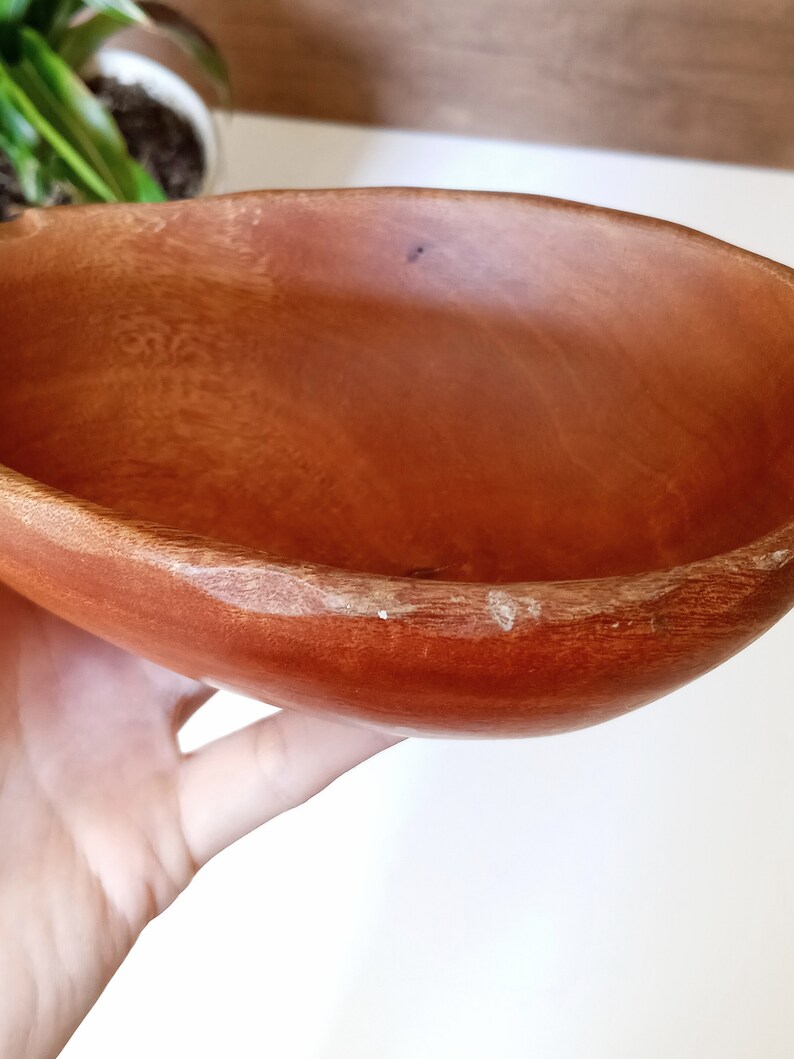 Vintage Wood Pineapple Trinket Dish, Catchall, Nut Bowl, Candy Dish, Serving Bowl, Kamani Wood, Made in Philippines, Tropical Tiki Decor image 5