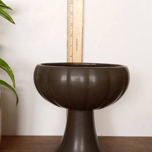 Vintage Dark Grey Pedestal Planter, Vase, Indoor Plant Pot,, Footed Planter, Mid Century, Modern Minimalist, Halloween Decor, Fall Autumn image 5