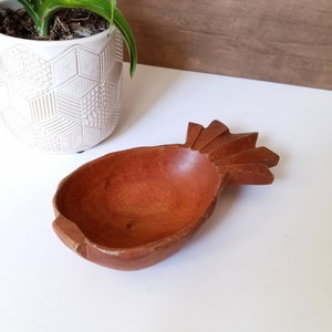 Vintage Wood Pineapple Trinket Dish, Catchall, Nut Bowl, Candy Dish, Serving Bowl, Kamani Wood, Made in Philippines, Tropical Tiki Decor image 1