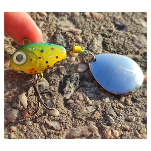 Blue and yellow tail spinner handmade fishing bait lure size 7 gr - 30 gr (0.25 oz - 1.06 oz)