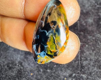 Stormy Pietersite Gemstone: Golden Black Dome Cut (24x13x4mm, 10 Cts.)