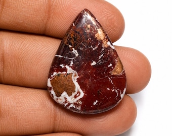 Cabochão de dolomita cor de cobre, pedra natural polida, material para joias artesanais. 32x25x5mm