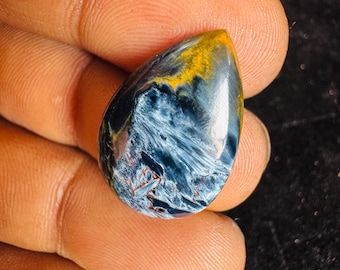 Pear Pietersite Cabochon, Natural Chatoyant Gemstone (21x14x3mm)