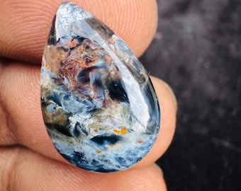 Pietersite Cabochon Gemstone, Multicolor Brecciated Chalcedony (19x13x3mm)