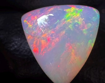 Natural Ethiopian Opal Cabochon, Rainbow Fire Gemstone (13x12x6mm)