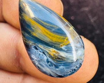 AAA Pear Pietersite Cabochon, Dramatic Gemstone (23x13x4mm)
