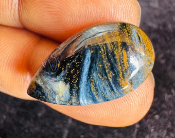 Natural Pietersite Gemstone: Polished Domed Jewelry Stone (22x12x5mm)
