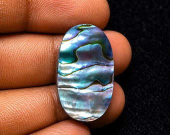 Cabochão de pedra preciosa dupla de abalone natural, cabochão de concha colorida, para confecção de joias. 26x15x6mm