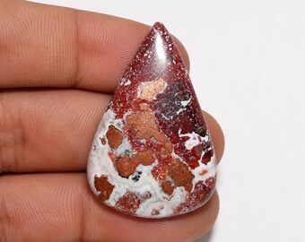 Cabochão de dolomita de cobre natural em formato de pera, gema de dolomita de cobre. 35x24x7mm