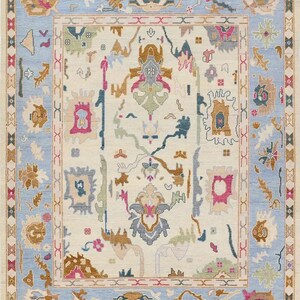 Hand-Knotted Oushak Rug: New Zealand Wool, Traditional Heirloom Carpet