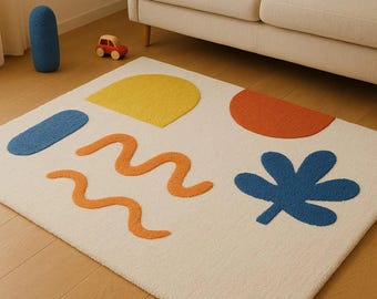 Hand Tufted White Wool Rug: 8x10 Modern Living Room Carpet - Etsy
