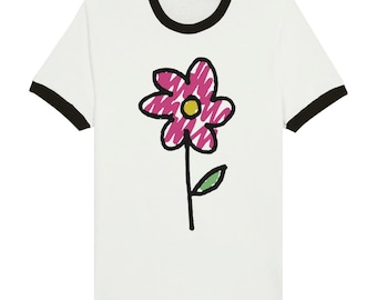 Sketchy Stemmed Flower unisex Ringer T-shirt