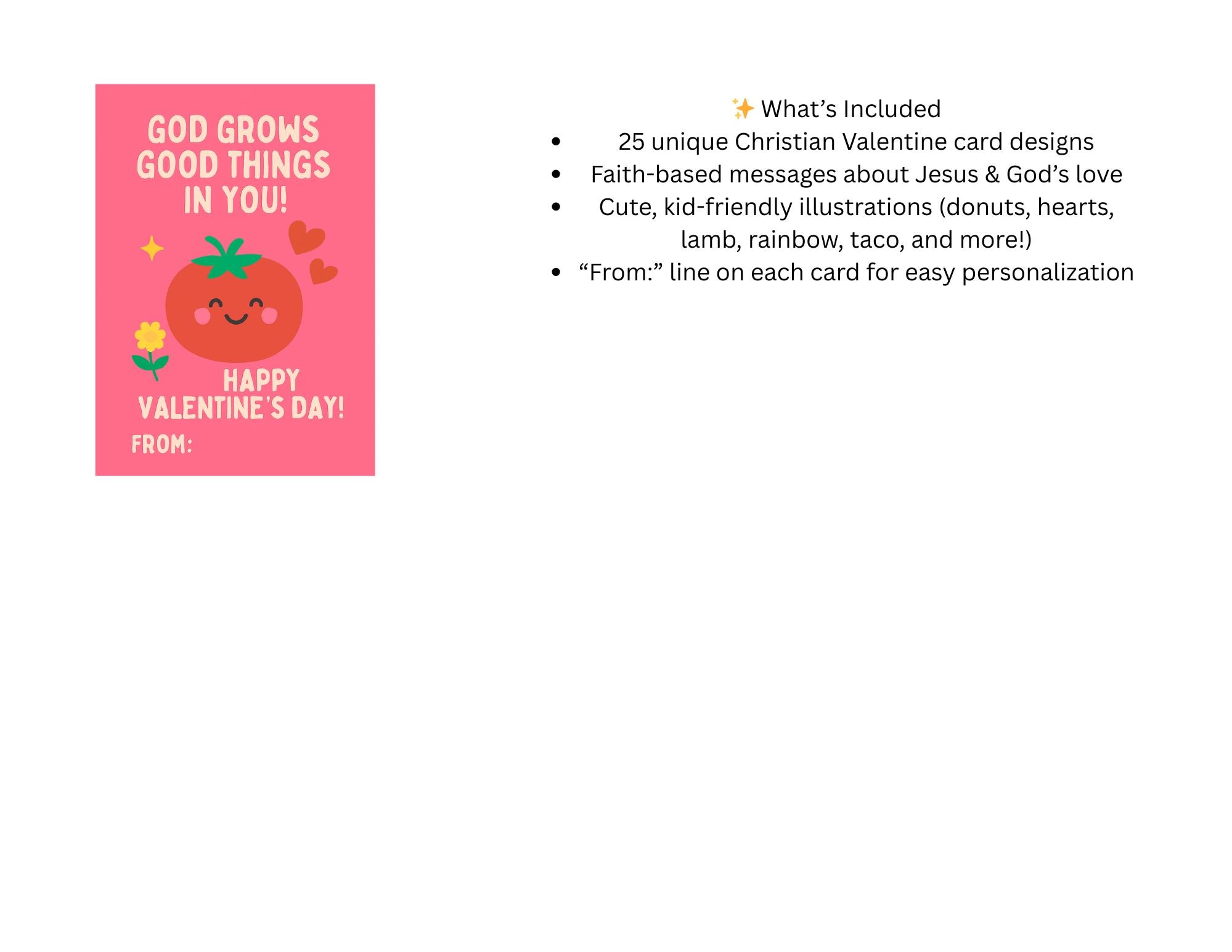Christian Valentine Cards for Kids – Printable Faith-based Classroom ...