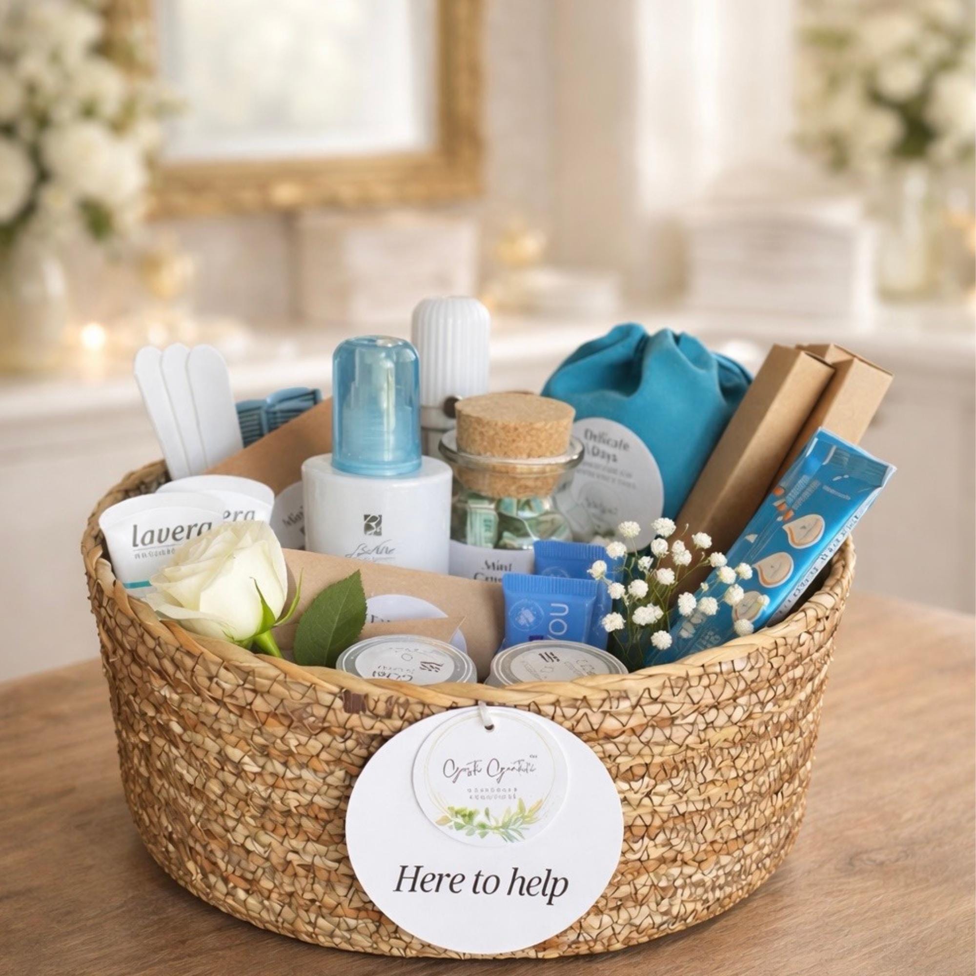 Wedding Bathroom Basket – Elegant Guest Bathroom Amenities for Weddings Wedding Bathroom Basket – Elegant Guest Bathroom Amenities for Weddings