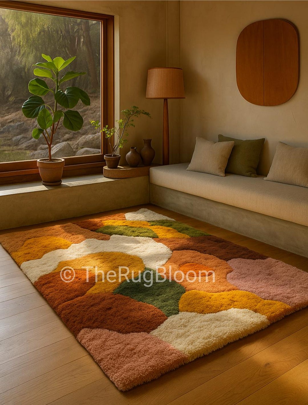 Hand Tufted Wool Area Rug Earth Tone Abstract Color Block for Living ...