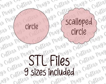 Circle & Scalloped Circle Cookie Cutter STL Files (Digital Download)