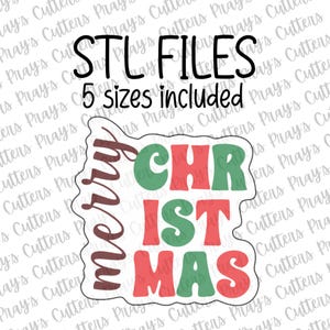 Retro &#39;Merry Christmas&#39; koekjesvorm STL | 3D-afdrukbestand (digitale download)