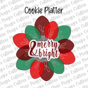Juego de cortadores de galletas con forma de plato de luces navideñas / Alegre y brillante, impresos en 3D
