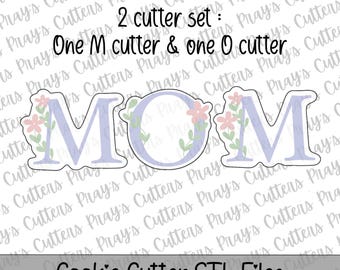 Floral MOM Cookie Cutter STL Files | M & O Letter Baking (Digital Download)