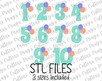 Balloon Number Cookie Cutter STL Files: Birthday Cookie Cutters (Digital Download)