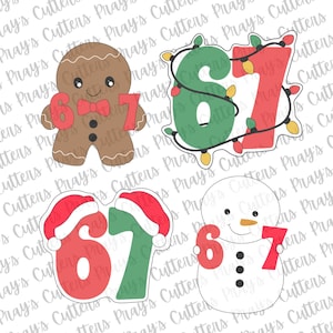 Christmas 67 Cookie Cutters | Gingerbread, Lights, Santa Hat, Snowman | 3D Printed Cookie Cutter Set