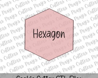 Hexagon Cookie Cutter STL | 7 Sizes | 3D Print File Instant Download
